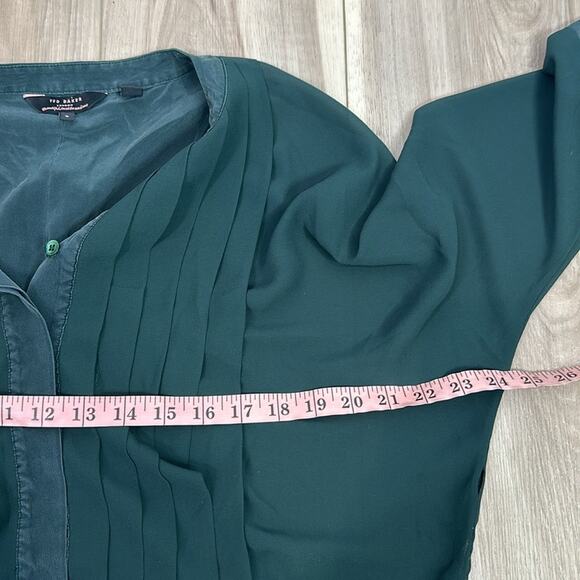 Ted Baker silk trim pleated blouse size 2 Small - Picture 7 of 7